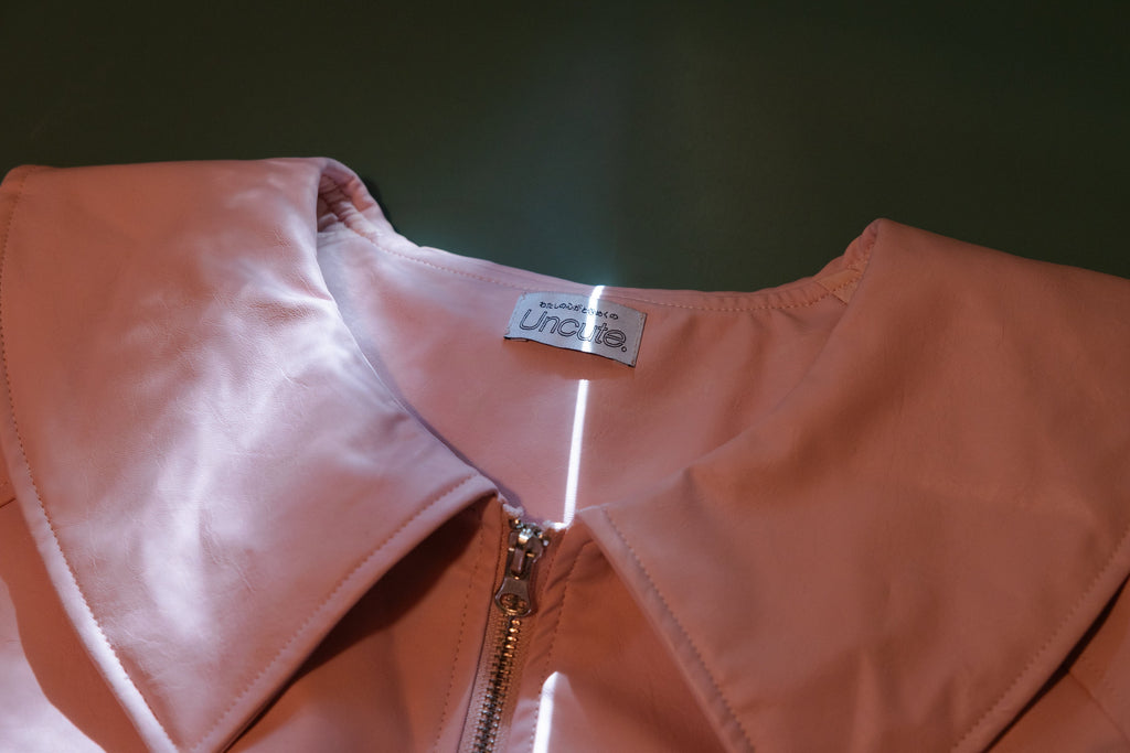 EMBROIDERY FAUX LEATHER BLOUSON