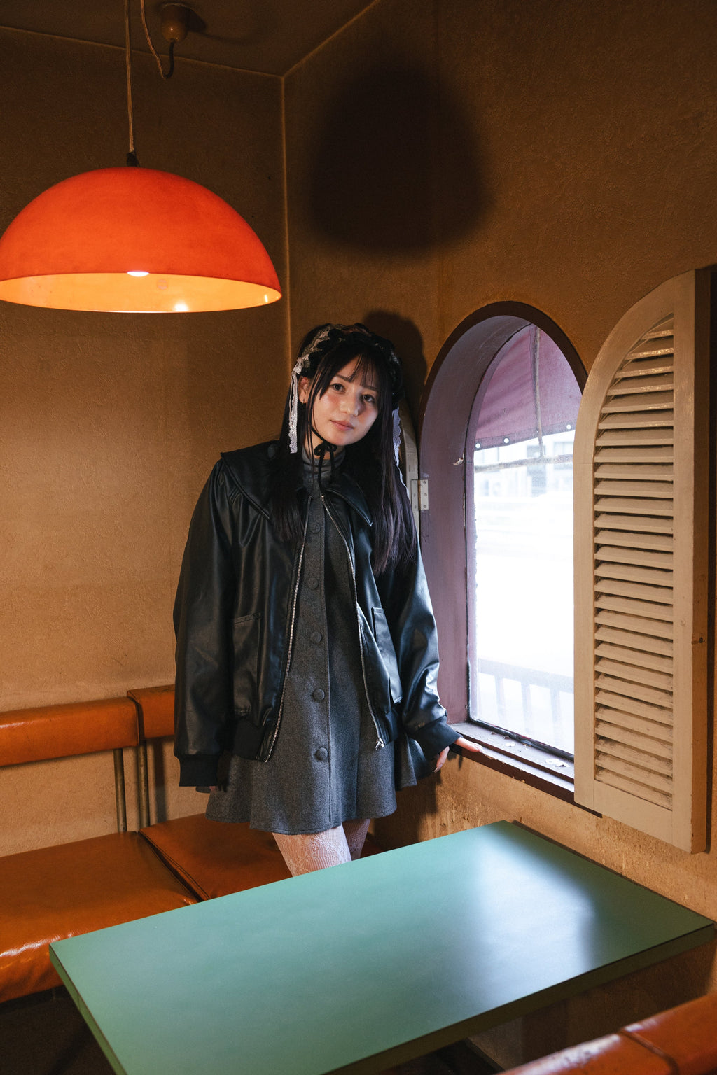 EMBROIDERY FAUX LEATHER BLOUSON